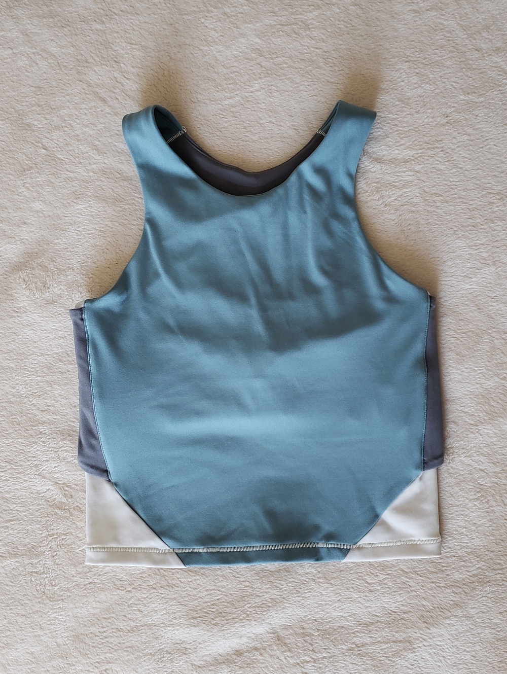 JANJI Women's Small Blue Gray White Horizontal Long Bra Tank Top